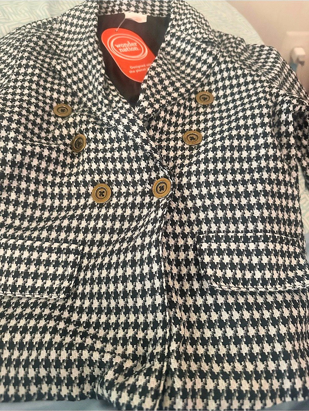 Current/Elliott Houndstooth Double-Breasted Coat